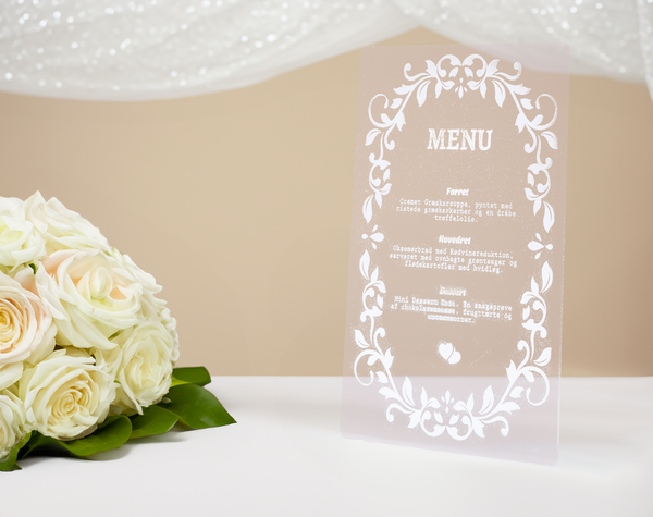 Luminous Transparent Acrylic Wedding Dinner Menu Card – Chic Table Accent for Your Special Celebration