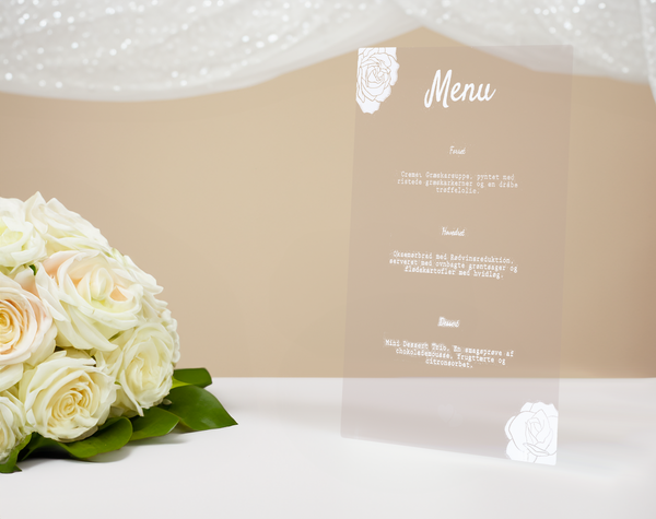 Sleek Transparent Acrylic Wedding Dinner Menu Card – Modern Elegance for Your Celebration Table