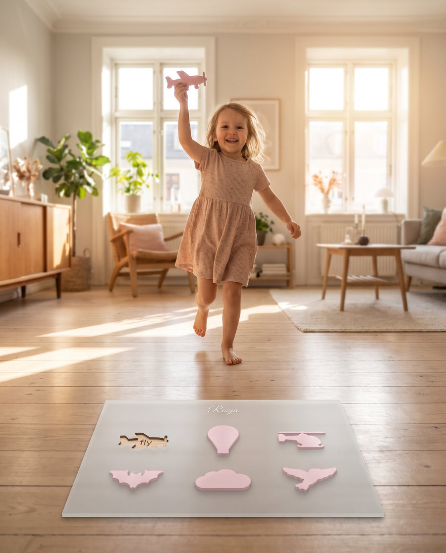 Flagermus: figurplade i akryl med seks ting, der flyver – i brug