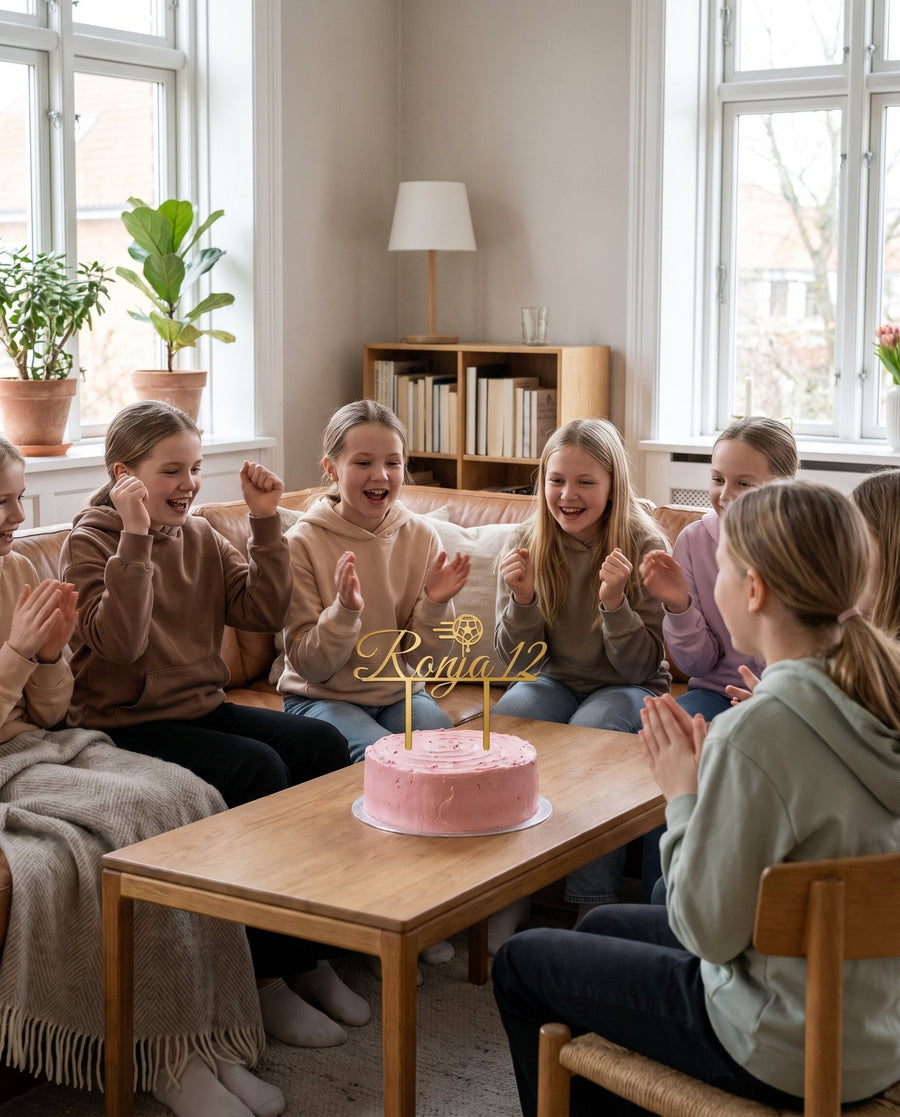 Kanon: håndbold-kagetopper med navn og alder – i brug